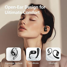 Load image into Gallery viewer, Open Ear Headphones, 35 Hours Playtime True Wireless Open Ear Earbuds with Ear Hooks, Air Conduction Headphones, Bluetooth 5.3,Clear Calls, IPX6 Waterproof Wireless Earphones - Black