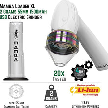 Load image into Gallery viewer, Mamba Loader XL 2g White USB Electric Herb Grinder. Small Portable Metal Herbal Grinder Machine & Spice Mill for the Kitchen