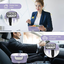 Load image into Gallery viewer, Vabaso Electric Lunch Box Food Heater, Electric Heating Lunch Boxes Lunch for Adults/Men/Car/Truck/Work, 80W 1.5L Removable 304 Stainless Steel Container, 110V/12V/24V, with Fork & Spoon