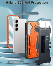 Load image into Gallery viewer, FNTCASE for Samsung Galaxy S25 Case: Military Grade Rugged Cell Phone Cover with Kickstand & Holster | Shockproof TPU Protection Bumper Matte Textured Design for Galaxy S24 Cases 6.2 inch - Orange