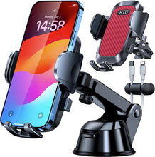 Load image into Gallery viewer, HTU 2024 Best Car Phone Holder Mount ?80+LBS Strongest Suction & Military 5-in-1? Universal Upgraded Dashboard Windshield Vent Truck Stand for iPhone 16 15 14 Android?Patent & Safety Certs?, Red