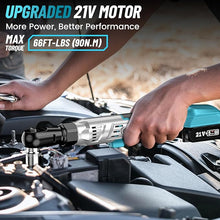 Load image into Gallery viewer, Seesii 21V Cordless Electric Ratchet Wrench Set, 66Ft-lbs 200RPM Power Ratchet Wrench 3/8", Variable Speed Trigger, 2x 2.0A Batteries & Charger, 8 Sockets, 1/4" and 1/2" Adapter, 3" Extension Bar
