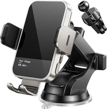 Load image into Gallery viewer, Wireless Car Charger,?7 Colored RGB Backlit? 15W Auto Clamping Car Charger Phone Mount Holder for iPhone 15 14 13 12 Mini Pro Max 11 XR X, Samsung Galaxy S23 Ultra S22 S21+ S10+ Note 20, etc - Silver