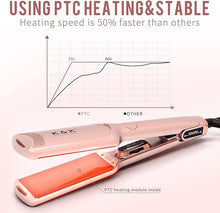 Load image into Gallery viewer, K&K 1 3/4 inch Flat Iron Hair Straightener with Electroplate Titanium Adjustable Temp High Heat 450 Degrees 30s Instant Heats up Tourmaline Ionic with PTC Technology Auto Shut Off?Pink