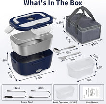 Load image into Gallery viewer, Electric Lunch Box for Adults, 3 in 1 Portable Heated Lunch Box for Car/Truck/Work, Heating Lunch Box with 1.5L Removable Stainless Steel Container, 110V 24V 12V, 80W-60W
