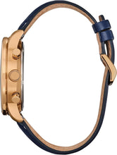 Load image into Gallery viewer, Citizen Men's Eco-Drive Weekender Sport Casual Chronograph Rose Gold Stainless Steel Watch with Blue Leather Strap, Blue Dial (Model: CA4503-00L)