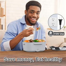 Load image into Gallery viewer, White & Grey 60-80W Electric Lunch Box Food Heater, Heated Lunch Box for Man/Woman, 12V 24V 110V Portable Food Warmer LunchBox for Car Truck Work with 304 SS Container, Christmas Gift