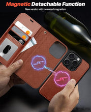 Load image into Gallery viewer, OCASE for iPhone 16 Pro Case Detachable Wallet Case with Card Holder, 2 in 1 Pu Leather Flip Folio with RFID Blocking Stand Wrist Strap Shockproof Phone Cover 6.3 Inch 2024, Dark Brown