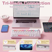 Load image into Gallery viewer, YUNZII B68 Wireless Mechanical Keyboard,Tri-Mode BT5.0/2.4GHz/USB-C Hot Swappable Gasket Creamy Keyboard, RGB Backlit NKRO, Cute Keyboard for Win/Mac (Pink, Milk V2 Switch)
