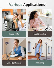 Load image into Gallery viewer, Sensyne 68" Phone Tripod & Selfie Stick, Lightweight All in One Phone Tripod Integrated with Wireless Remote Compatible with All Cell Phones for Selfie/Video Recording/Photo/Live Stream/Vlog?Black?