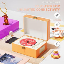 Load image into Gallery viewer, Time Music Box CD Player with Speakers; Bluetooth Transmitter; Festival Gift; BGM Player for Home Decor (Orange)