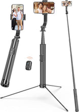 Load image into Gallery viewer, 75" Phone Tripod & Selfie Stick, Extendable Cell Phone Tripod Stand with Wireless Remote and Phone Holder, Stable Tripod for iPhone, Travel Tripod Compatible with iPhone 15/14/13 Pro Max/Android