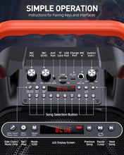 Load image into Gallery viewer, Karaoke Machine with 2 Wireless Microphones,Portable Karaoke Machine for Adults & Kids,Karaoke Microphone with PA System,Karaoke Speaker Supports for TWS,USB,FM,REC,AUX in,TF Card