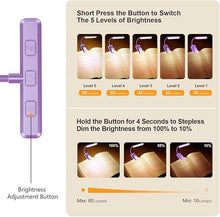 Load image into Gallery viewer, Gritin 19 LED Rechargeable Book Light for Reading in Bed with Memory Function- Eye Caring 3 Color Temperatures,Stepless Dimming Brightness,80 Hrs Runtime Clip On Book Light for Book Lovers-Purple
