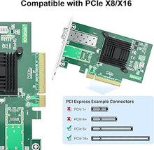 Load image into Gallery viewer, 10Gtek 10Gb PCI-E NIC Network Card, Single SFP+ Port, with Intel 82599EN Controller, Ethernet LAN Adapter Support Windows Server/Linux/VMware, Compare to Intel X520-DA1(Intel E10G42BTDA)