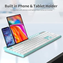 Load image into Gallery viewer, Wireless Keyboard and Mouse Combo, MARVO 2.4G Ergonomic Wireless Computer Keyboard with Phone Tablet Holder, Silent Mouse with 6 Button, Compatible with MacBook, Windows (Blue)