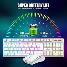 Load image into Gallery viewer, RedThunder K10 Wireless Gaming Keyboard and Mouse Combo, LED Backlit Rechargeable 3800mAh Battery, Mechanical Feel Anti-ghosting Keyboard + 7D 3200DPI Mice for PC Gamer (White)