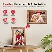 Load image into Gallery viewer, Frameo 10.1" Digital Picture Frame, Brown Wood Smart WiFi Digital Photo Frame with 1280x800 HD IPS Touch Screen 32GB Memory Auto-Rotate Wall Mounted Slideshow, Share Photos/Videos from Phone Remotely