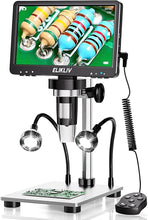Load image into Gallery viewer, Elikliv EDM9 7'' LCD Digital Microscope 1200X, 1080P Coin Microscope with 12MP Camera Sensor, 10 LED Lights - Microscope for Adults, Windows/Mac OS Compatible