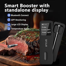Load image into Gallery viewer, BFOUR Bluetooth Meat Thermometer Wireless with Waterproof Probe, Wireless Meat Thermometer Digital with LCD Display Booster, Digital Meat Thermometer for Cooking Food Oven BBQ Grill Smoker Thermometer