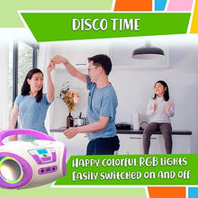 Load image into Gallery viewer, Tunes Kids Boombox CD Player for Children + FM Radio + Includes Batteries + Purple Radio - CD Player Children with Speakers Children and Toddlers - Purple