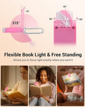 Load image into Gallery viewer, DEWENWILS Book Reading Light, USB Rechargeable Booklight for Reading in Bed, LED Clip On Book Lights for Kids, Bookworms, Blue Light Blocking, 4 Brightness Adjustable for Eye Care (Pink)