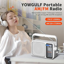 Load image into Gallery viewer, AM FM Radio with Best Reception,Bluetooth Portable AM FM Transistor Radio,Battery Operated Radio or AC Power,Large Dial,Headphone Jack, Gifts for Seniors Elderly White