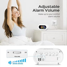 Load image into Gallery viewer, REACHER Kids Alarm Clock with USB Charger, Dimmable Rainbow LED Digital Display, Simple Basic Operation, Adjustable Volume, Small Plug in Clock for Bedroom, Bedside, Girls, Boys, Adults
