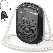 Load image into Gallery viewer, Voice Amplifier for Teacher,Portable Wired Voice Amplifier with Microphone Headset and Speaker,Rechargeable Mini Voice Amplifier for Classroom,Speech,Training,Tour Guide,Pearl Chain Design (Black)