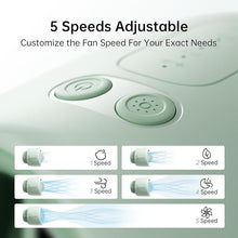 Load image into Gallery viewer, JISULIFE Stroller Fan Large, Battery Baby Crib Fan, Portable Desk Car Seat Camping Fan with 5 Speeds, Air Purify and Air Turbo Tech, Bladeless, Food-Grade Gifts for Outdoor, Treadmill, Golf - Green