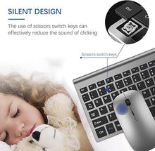Load image into Gallery viewer, Wireless Keyboard and Mouse Ultra Slim Combo, TopMate 2.4G Silent Compact USB 2400DPI Mouse and Scissor Switch Keyboard Set with Cover, 2 AA and 2 AAA Batteries, for PC/Laptop/Windows/Mac - Gray Black