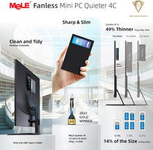 Load image into Gallery viewer, MeLE Fanless Mini PC Quieter 4C, N100 16GB RAM 512GB Storage Win 11 Mini Computers, Micro PC with Full-Functional USB-C, 2.4G/5G WiFi, 4K Triple Screen on Home, Office, Education, Astrophotography