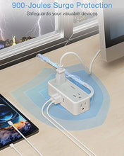 Load image into Gallery viewer, Ultra Thin 5FT Flat Extension Cord, TESSAN Surge Protector Flat Plug Power Strip 4 Wide Spaced AC Outlets 3 USB, 900 Joules Protection, Suitable for Home Office Dorm