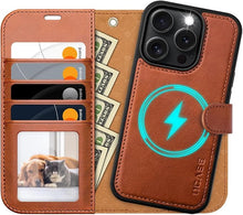 Load image into Gallery viewer, OCASE for iPhone 16 Pro Max Case Detachable Wallet Case with Card Holder, 2 in 1 Pu Leather Flip Folio with RFID Blocking Stand Wrist Strap Shockproof Phone Cover 6.9 Inch 2024, Brown