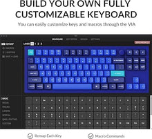 Load image into Gallery viewer, Keychron Q3 Wired Custom Mechanical Keyboard Knob Version, TKL Tenkeyless QMK/VIA Programmable Macro with Hot-swappable Gateron G Pro Blue Switch Double Gasket Compatible with Mac Windows Linux (Blue)