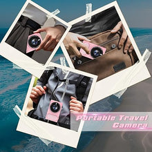 Load image into Gallery viewer, 4K Digital Camera, 64MP Compact Camera with Autofocus, Digital Point and Shoot Camera with Anti-Shake, 16X Zoom Small Travel Digital Camera, 32GB Card, 2 Batteries for Beginners and Teens(Pink)