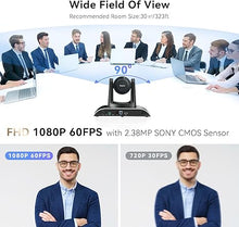 Load image into Gallery viewer, Tenveo 12X Optical Zoom PTZ Conference Room Camera USB3.0/HDMI 90° Wide View Angle, FHD 1080P 60FPS for Video Conferencing Business Meeting Church Services Worship Skype Zoom Teams OBS