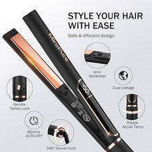 Load image into Gallery viewer, MiroPure Flat Iron Hair Straightener, 1 Inch Titanium Plates Hair Straightener with 15S Heat-up, Professional MCH Ceramic Negative Ion Hair Iron Dual Voltage for Women Hair with Auto Shut-Off