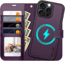 Load image into Gallery viewer, OCASE for iPhone 16 Pro Max Case Detachable Wallet Case with Card Holder, 2 in 1 Pu Leather Flip Folio with RFID Blocking Stand Wrist Strap Shockproof Phone Cover 6.9 Inch 2024, Dark Purple