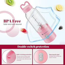 Load image into Gallery viewer, Portable Personal Blender 17 OZ/500 ML Juicer, 175W Personal Size Blender, Ideal for Smoothies, Ice Blending, Juicing, and Food Processing, Compact, Convenient, and Versatile (Pink)