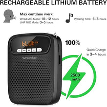 Load image into Gallery viewer, Portable Voice Amplifier Wireless & Wired Headset Microphone Speaker Mini Lightweight Personal Classroom Mic for Teachers Supports AUX Input,Bluetooth 5.0,Recording - S278UHF