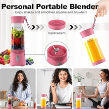 Load image into Gallery viewer, COKUNST 18oz Portable Blender, USB Rechargeable Personal Size Blenders, Smoothie Blender with 6 Blades for Protein & Shakes, Mini juicer with Extra Handle Lid for Travel Sports Outgoing-Pink