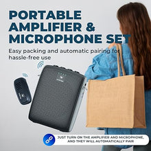 Load image into Gallery viewer, WinBridge Wireles Voice Amplifier with Bluetooth Lavalier Lapel Microphone for Teachers,Portable Speaker and Wireless Clip On Microphone System, Mini Megaphone Speaker Mic Set 15W)2600mAh WB005