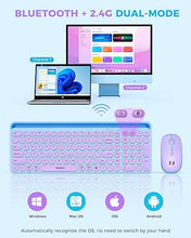 Load image into Gallery viewer, seenda Bluetooth Keyboard and Mouse for iPad, Multi-Device Bluetooth + 2.4G Wireless Keyboard Mouse with Tablet Holder for MacBook/Windows Computer, iOS/Andriod Tablet Phone, Blue & Purple