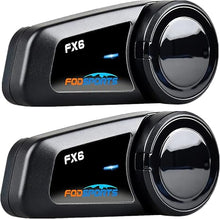 Load image into Gallery viewer, FODSPORTS Motorcycle Bluetooth Headset 2 Pack FX6 1000M 6 Riders Group Motorcycle Intercom Universal Bluetooth Motorcycle Helmet Communication System Voice Command 2 Port Design
