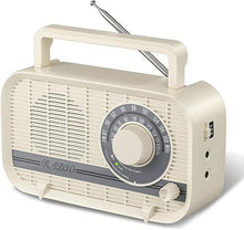 Load image into Gallery viewer, AM FM Radio Plug in Wall or Battery Operated Radio with Best Reception,Portable Radio with Bluetooth,Transistor Radio with Headphone Jack,Large Dial Easy to Use for Seniors Elderly Cream