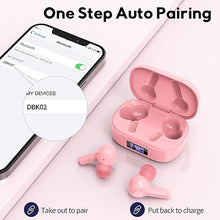 Load image into Gallery viewer, MOZOTER Bluetooth 5.3 Wireless Earbuds,Deep Bass Loud Sound Clear Call Noise Cancelling with 4 Microphones in-Ear Headphones with Wireless Charging Case Compatible for iPhone Android,Work -Pink01