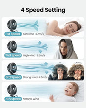 Load image into Gallery viewer, Gaiatop Baby Stroller Fan, 4000mAh Oscillating Mini Portable Fan with Light, 4 Speeds Battery Operated Small Handheld Desk Fan, 360° Rotate Flexible Tripod Clip On Fan for Car Seat Crib Travel Black