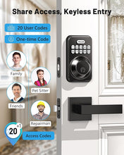 Load image into Gallery viewer, Keyless Entry Door Lock with 2 Lever Handles, Zowill Electronic Keypad Deadbolt, Auto-Locking, Anti-Peeping Password, Digital Smart Code Door Lock, Front Door Handle Sets, Matte Black