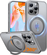 Load image into Gallery viewer, TORRAS 360°Rotatable Magnetic for iPhone 16 Pro Case 6.3 inch, Fit for MagSafe 16 Pro Phone Case, 16FT Military Grade Shockproof, Flush Stand Ring, Translucent Slim Protective Ostand, Natural Titanium